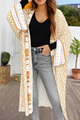 Amarillo bohemio geométrico estampado manga suelta kimono larga kimono