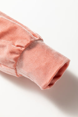 Peach Blossom Velvet Zip-up Hoodie and Wide Leg Pants Set