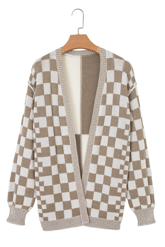 Cardigan a scacchi a scacchi a scacchi marrone