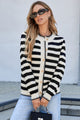 Apricot Stripe Chic Golden Button Cardigan Sweater