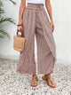 Black Bohemian Print Slit Wide Leg Smocked High Waist Pants
