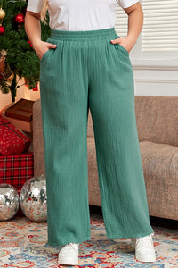 Pantalones de piernas con borde deshilachado de talla grande de humo