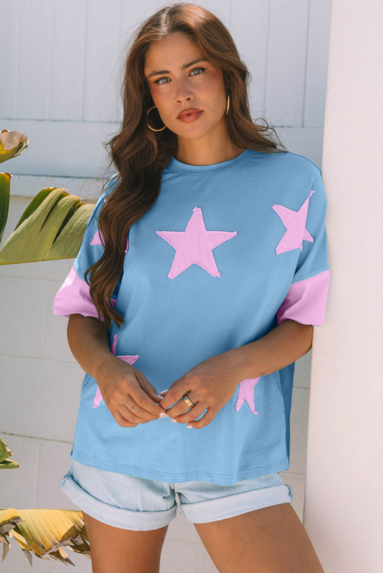 Camiseta de gran tamaño de la estrella de mezclilla de mezclilla de mezclilla aruba