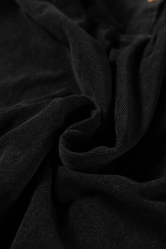 Oatmeal Corduroy Half Button Collared Long Sleeve Mini Dress