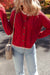 Cardigan con il bordo del bordo del bordo del bordo di colore rosso da corsa