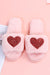 Pantuflas de felpa sin cordones en forma de corazón con lentejuelas rosas