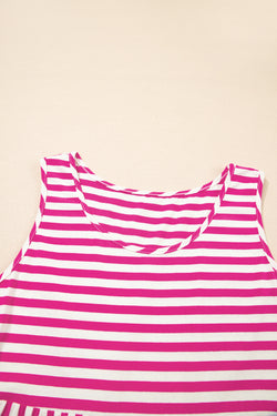 Sky Blue Stripe U Neck Maneveless Fit Fit Mini Vestido