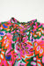 Rose Summer Plant Lace Up Up a V Neck Short Sleeve Blouse