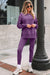 Ensemble 2 pièces de sweat-shirt fendu surdimensionné de couleur unie Green Bay avec leggings côtelés