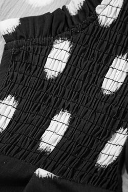 Black Polka Dot Stampa giogo a shirted coglione manica a palloncini.