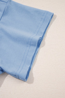 Vestido de babydoll de borde crudo de color sólido azul cielo