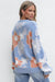 Beau blu floreale o collo goccia a maglia a maglia