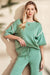 Canton Contrast Trim Half Sleeve Top Drawstring Pants Loose 2pcs Sweater Suit