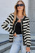 Apricot Stripe Chic Golden Button Cardigan Sweater