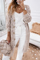Grey Hollow-out Openwork Knit Cardigan