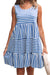 Sky Blue Stripe U Neck Maneveless Fit Fit Mini Vestido