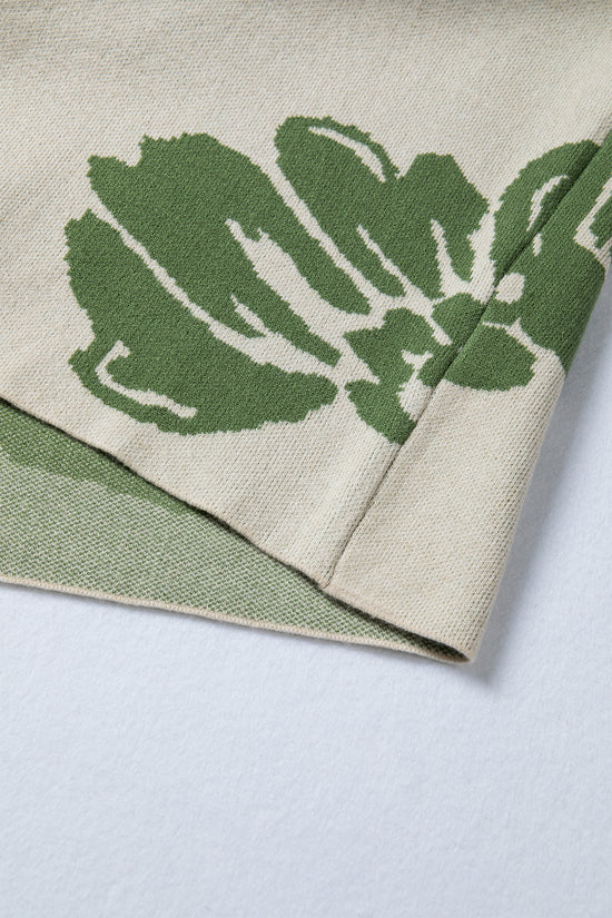 Suéter largo bege com estampa de flores em negrito e manga larga