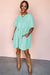 Vestido de babydoll de borde crudo de color sólido azul cielo