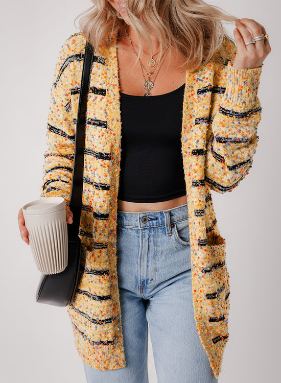A strisce beige pom pom pom con monte lunghe cardigan