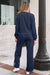Dirty blue Varsity Striped Detail Crewneck Pullover Elastic Sweatpants 2pcs Outfit