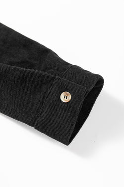 Mini abito a maniche lunghe con colletto a mezzo bottone in velluto a coste di farina d'avena