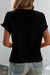 Black and Light Pink Solid Textured Ruffled Short Sleeve Blouse