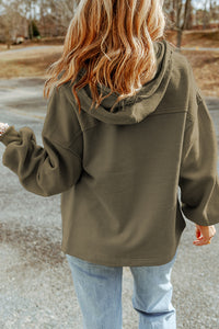 Apricot Flap Pocket Drawstring Hood Zip Up Jacket