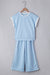 Beau Blue Textured Colorblock Edge Tank Top High Waist Pants Set