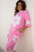 Orchid Bouquet Big Flower Patched Raw Seam Color Block 2 Piece Loose Pant Set