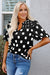 Black Polka Dot Stampa giogo a shirted coglione manica a palloncini.