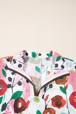 Blusa a manica corta a taglio a vmulla floreale rosa