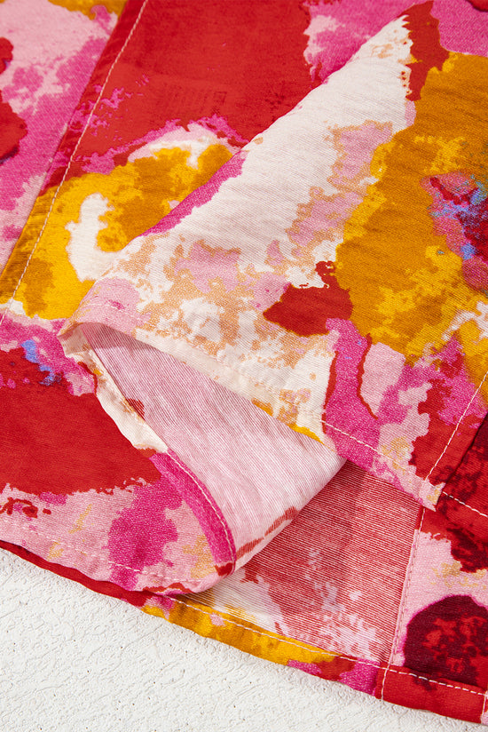 Camicetta a manica corta con rotama a vcalia azziata rossa