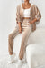 Parchment Velvet Zipped Top and Joggers Two Piece Set