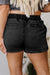 Pantalones cortos de mezclilla de cintura alta en cordón negro