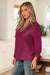 Violet Leopard Trim V Neck Flounced Bracelet Sleeve Blouse