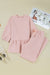 Delicacy Braided Texture Ruffle Hem Top Drawstring Loose Pants Set