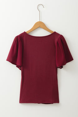 Danhlia Red Mesh Mangueta Slim Slim Fit V Decont Top