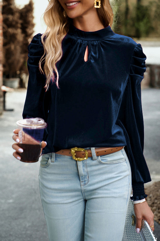 Camicetta di velluto blu blu navy