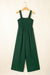 Black Smocked Sleeveless Wide Leg Jumpsuit with Pockets