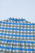 Chemisier demi-bouton à carreaux bleu ciel à manches longues et volants