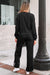 Black Varsity Striped Detail Crewneck Pullover Elastic Sweatpants 2pcs Outfit