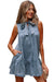 Beau Blue Bowknot Neck sin mangas con volantes Vestido de chambray