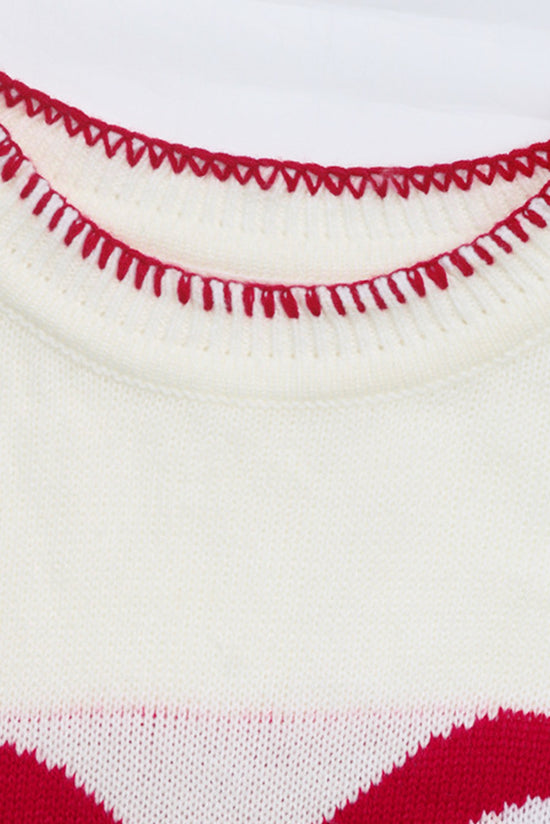 Maglie di contrasto con pattern di prua bianca a pausa maglione grafico sciolto