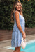 Sky Blue Stripe U Neck Maneveless Fit Fit Mini Vestido