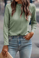 Couleur de couleur unie blanche détaillé Raglan Top à manches longues