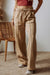 Smoke Gray Exposed Seam Drawstring Elastic Waistband Wide Leg Pants