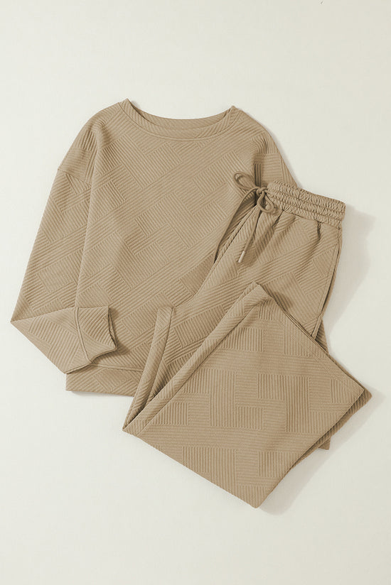 Pale Khaki Ultra Loose Textured 2pcs Slouchy Outfit