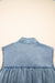 Beau Blue Bowknot Neck sin mangas con volantes Vestido de chambray
