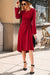 Solid Color Ruched Detail Long Sleeve Midi Dress