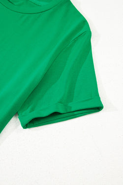 Tee de la tripulación de la tripulación de la llanura de color verde brillante brillante